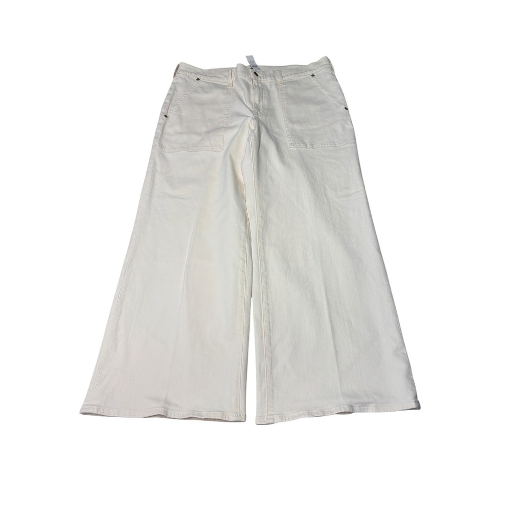 NWT J.Crew Petite Camp Pocket Wide Leg Jean Women 32P W38 L28 Off White